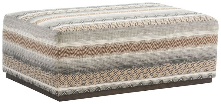 Sterling Caribbean Sands and Brown Upholstered Rectangular Cocktail Ottoman by Barclay Butera