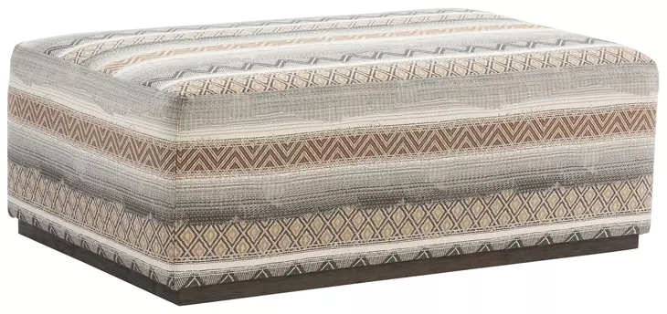 Sterling Caribbean Sands and Brown Upholstered Rectangular Cocktail Ottoman by Barclay Butera