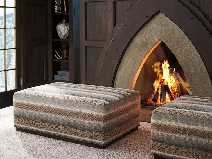 Sterling Caribbean Sands and Brown Upholstered Rectangular Cocktail Ottoman by Barclay Butera