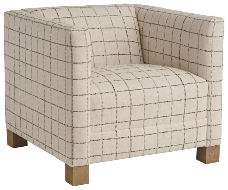 Chandler Beige and Brown Upholstered Accent Chair by Barclay Butera