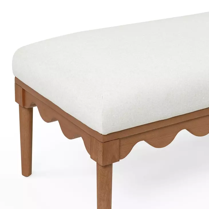 Oodle Cream Performance Fabric Upholstered Accent Bench