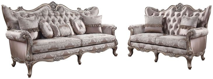 Jayceon Champagne Living Room Set with Pillows