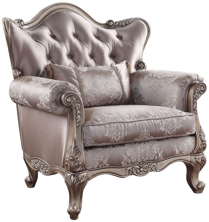 Jayceon Champagne Upholstered Lounge Chair with Pillow