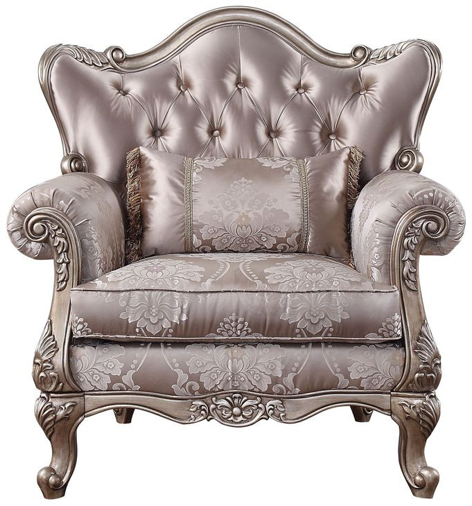 Jayceon Champagne Upholstered Lounge Chair with Pillow