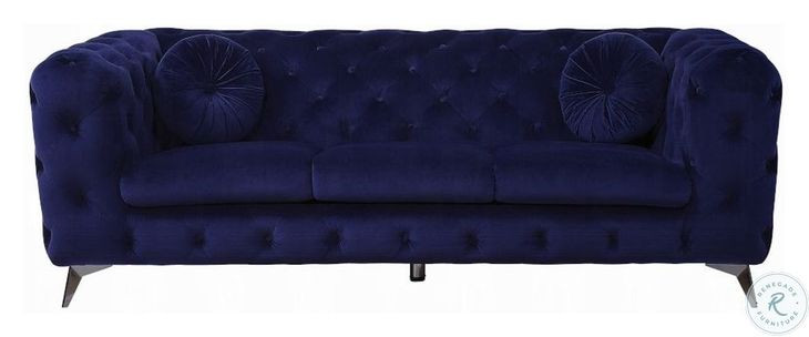Atronia Blue Velvet 90" Sofa