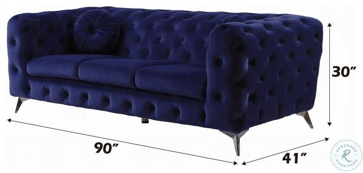 Atronia Blue Velvet 90" Sofa