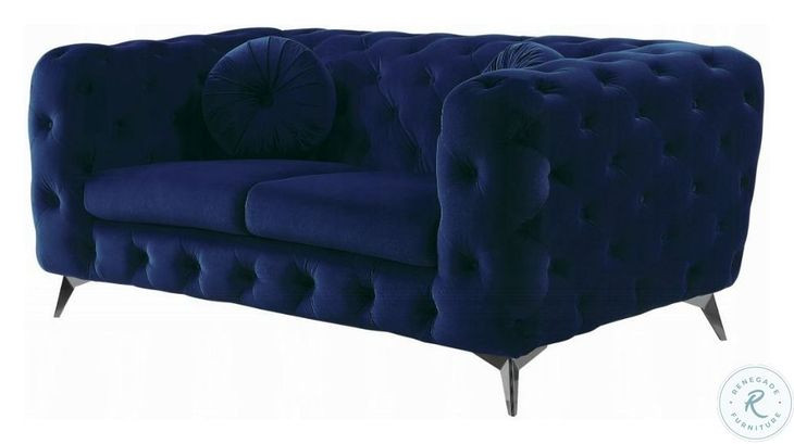Atronia Blue Velvet 72" Loveseat
