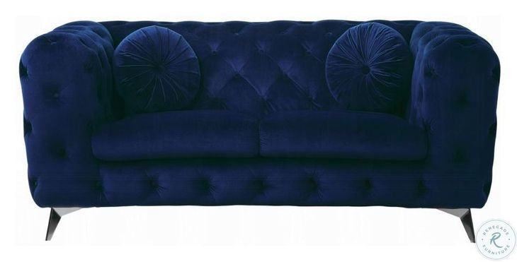 Atronia Blue Velvet 72" Loveseat