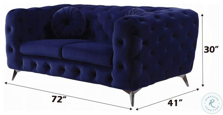 Atronia Blue Velvet 72" Loveseat