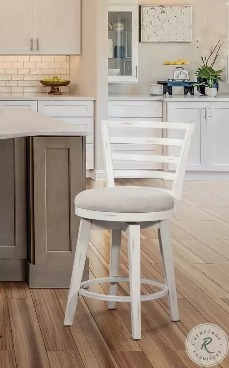 Meadowbrook Whitewash Swivel Counter Height Stool