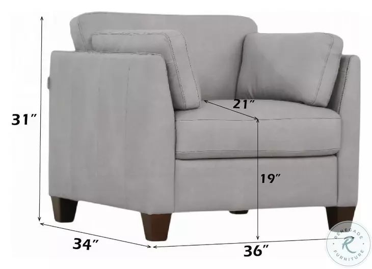 Matias Dusty White Top Grain Leather Chair
