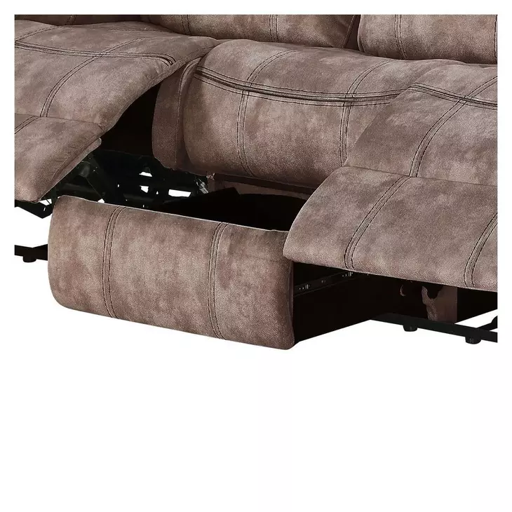 Zubaida Chocolate Glider Reclining 87" Sofa with Console and USB Charging