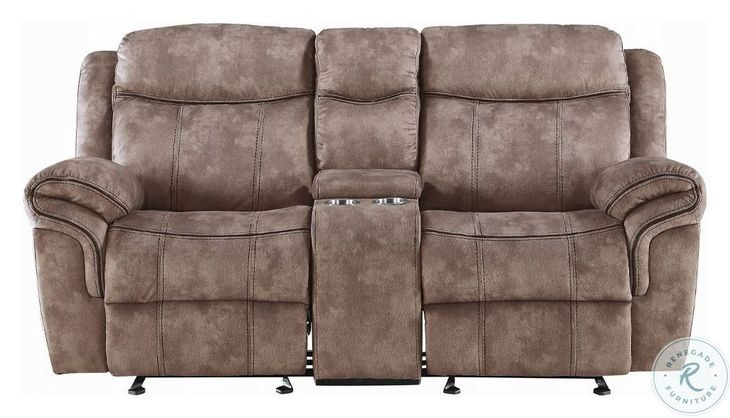 Zubaida Two Tone Chocolate Velvet  78" Reclining Loveseat and Console with USB Charging