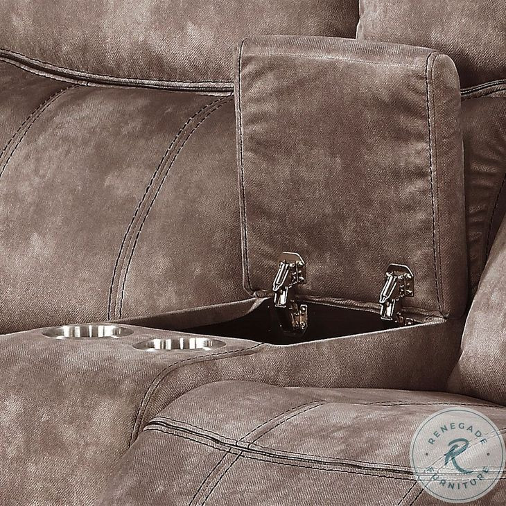 Zubaida Two Tone Chocolate Velvet  78" Reclining Loveseat and Console with USB Charging