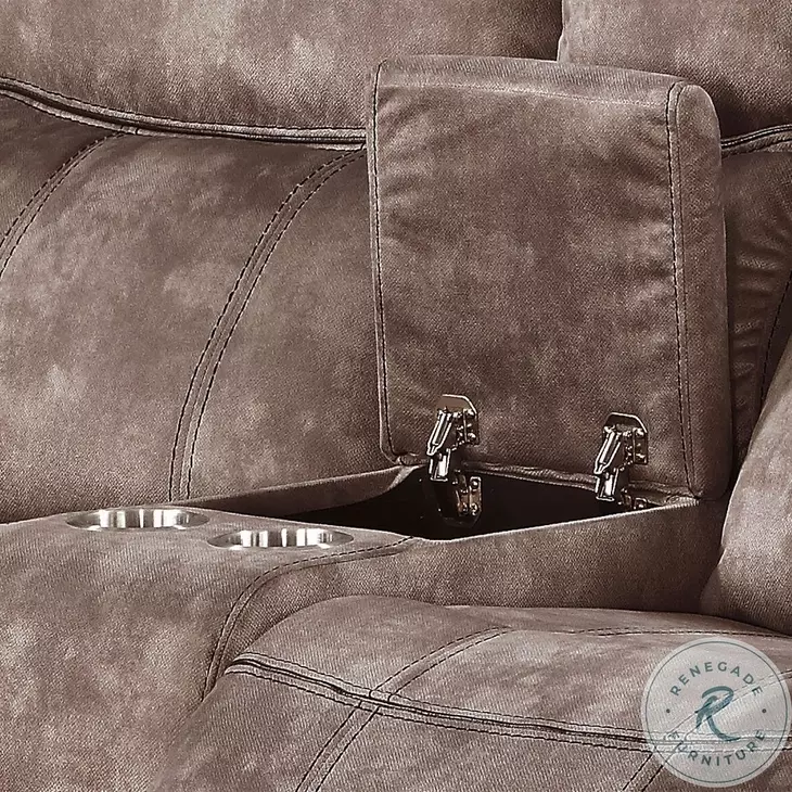 Zubaida Two Tone Chocolate Velvet Reclining 78" Loveseat and Console with USB Charging