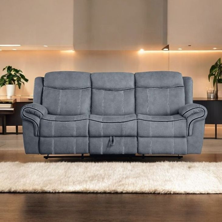Zubaida Gray 87" Glider Reclining Sofa with Console and USB Charging