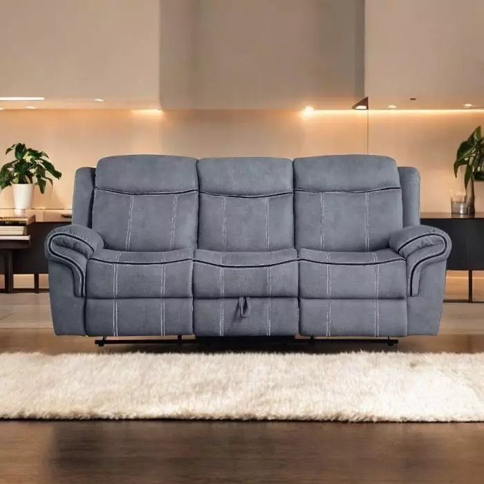 Zubaida Gray Glider Reclining 87" Sofa with Console and USB Charging