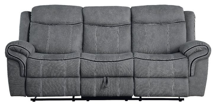Zubaida Gray 87" Glider Reclining Sofa with Console and USB Charging