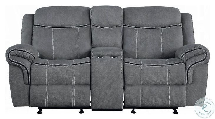 Zubaida Two Tone Gray Velvet 78" Reclining Loveseat and Console with USB Charging