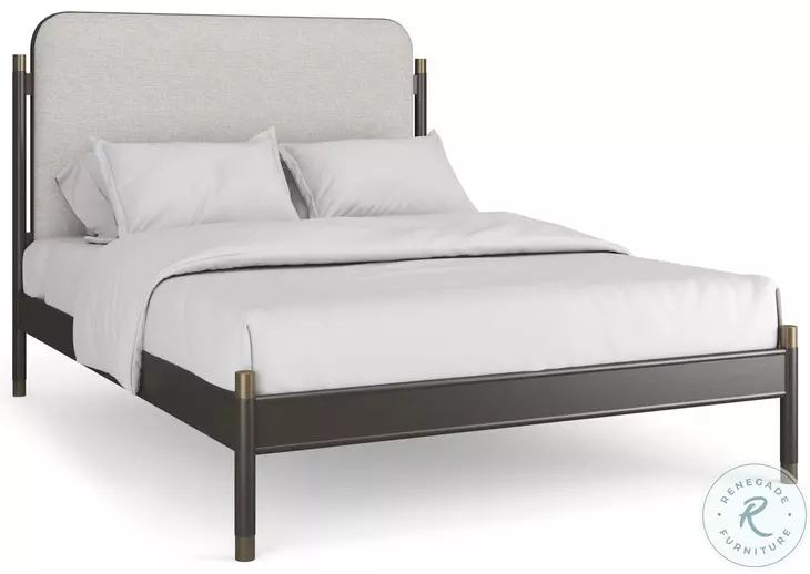 Campaign Ivory and Brushed Deep Bronze Queen Upholstered Bed