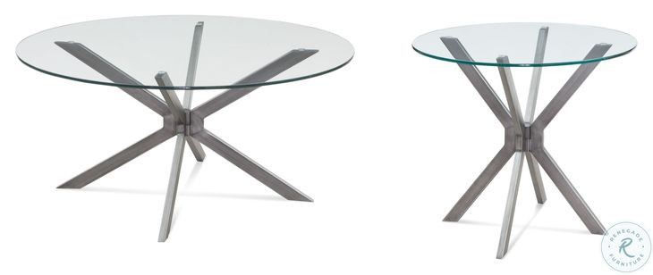 Deen Gunmetal And Clear Round End Table