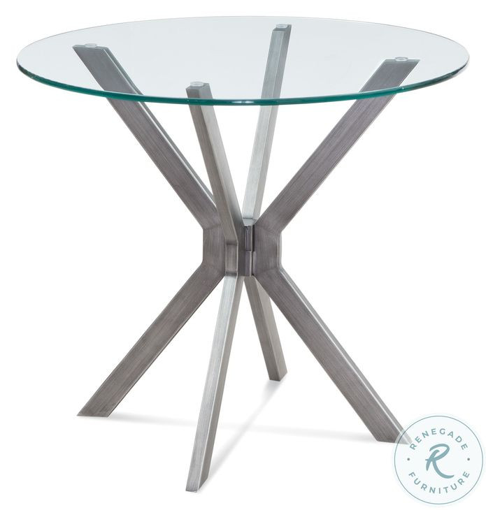Deen Gunmetal And Clear Round End Table