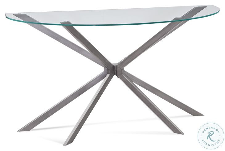 Deen Gunmetal and Clear Glass Console Table