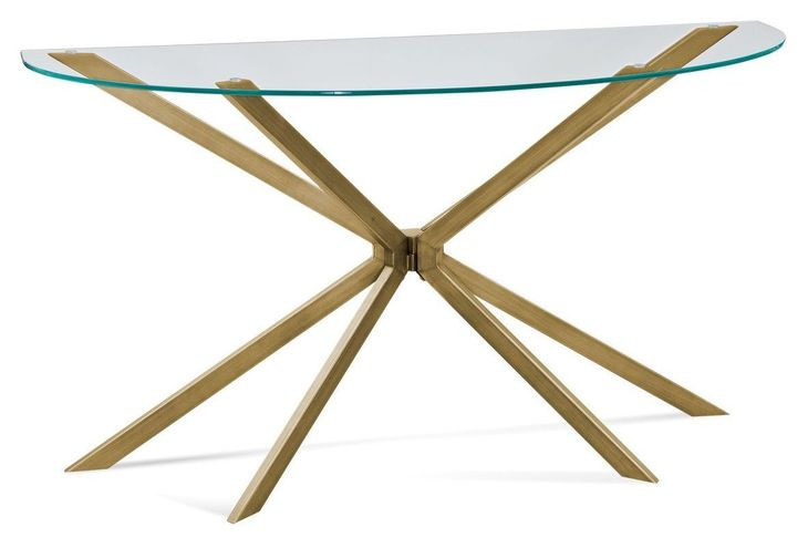 Tess Glazed Gold and Clear Oval Console Table