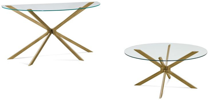 Tess Glazed Gold and Clear Oval Console Table