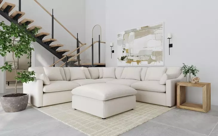 Hobson Ivory Performance Fabric 6 Piece Modular Sectional