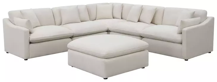 Hobson Ivory Performance Fabric 6 Piece Modular Sectional