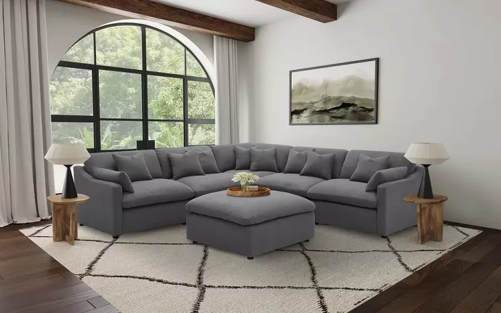Hobson Charcoal Performance Fabric 6 Piece Modular Sectional