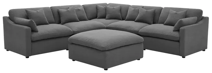 Hobson Charcoal Performance Fabric 6 Piece Modular Sectional