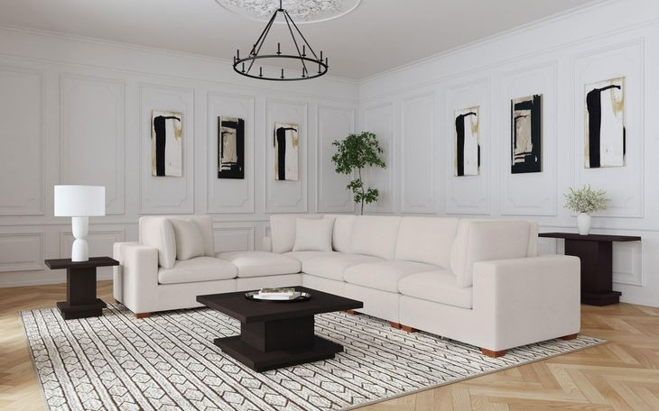 Lakeview Ivory Upholstered Ottoman