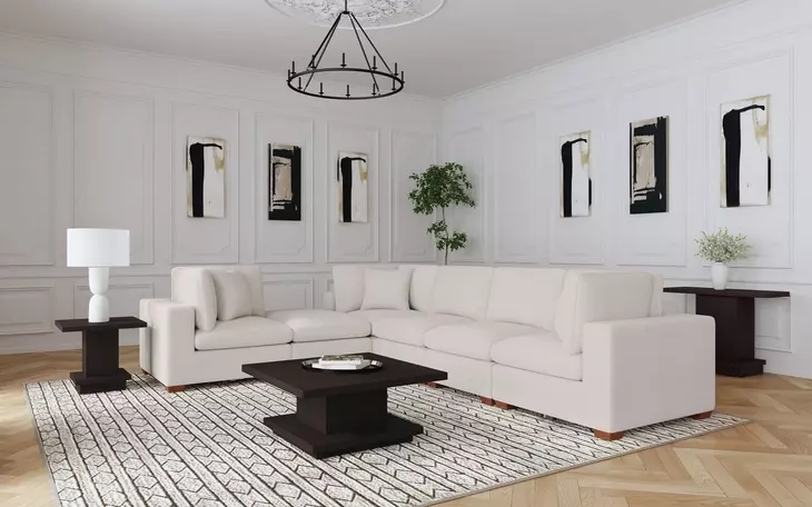 Lakeview Ivory Upholstered Ottoman