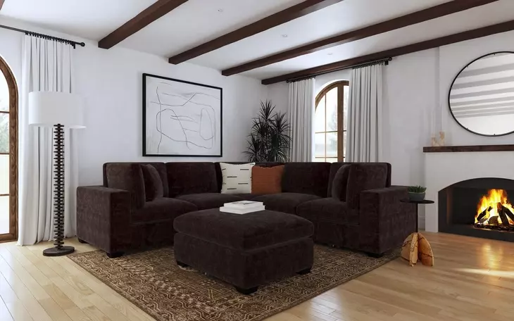 Lakeview Dark Chocolate Upholstered Ottoman