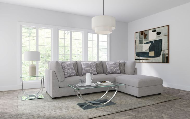 Cambria Gray 4 Piece Modular Sectional with Storage Ottoman