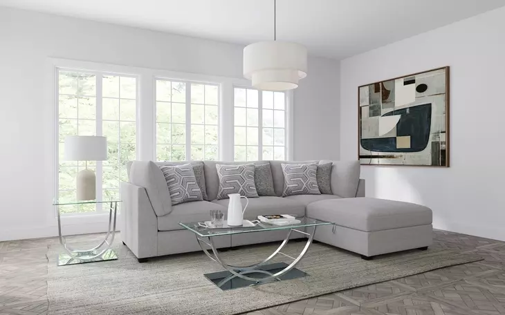 Cambria Gray 4 Piece Modular Sectional with Storage Ottoman