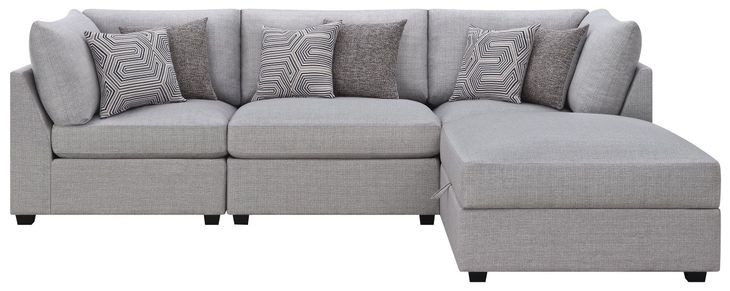 Cambria Gray 4 Piece Modular Sectional with Storage Ottoman