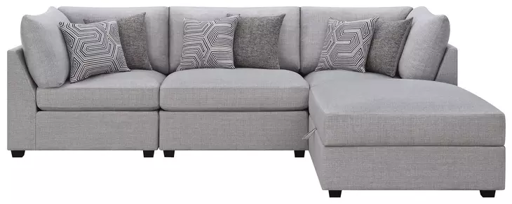 Cambria Gray 4 Piece Modular Sectional with Storage Ottoman