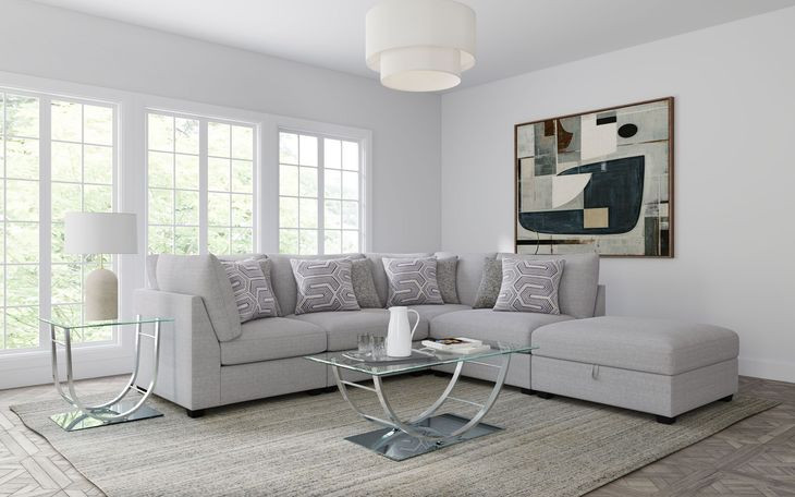 Cambria Gray 5 Piece Modular Sectional with Storage Ottoman