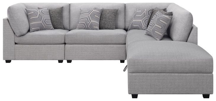 Cambria Gray 5 Piece Modular Sectional with Storage Ottoman