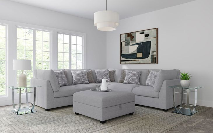Cambria Gray 6 Piece Modular Sectional with Storage Ottoman