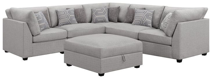 Cambria Gray 6 Piece Modular Sectional with Storage Ottoman