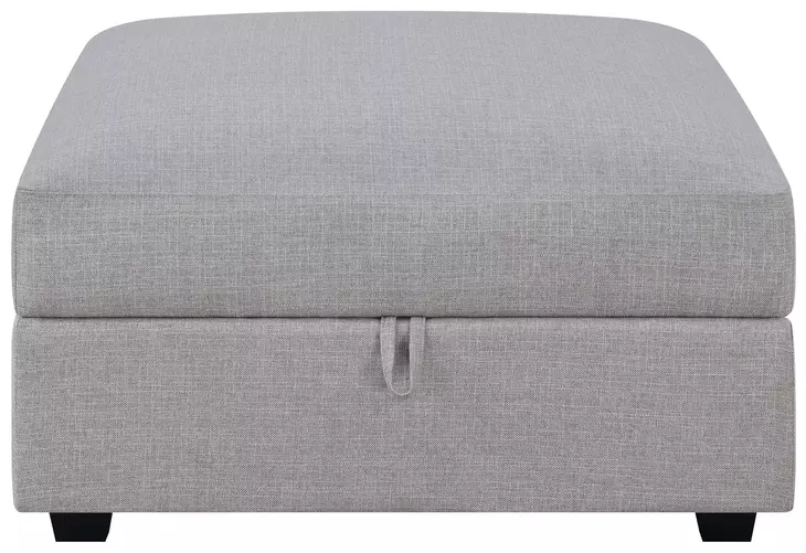 Cambria Gray Upholstered Square Storage Ottoman