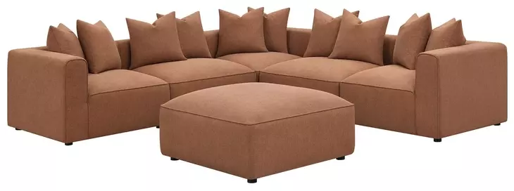 Jennifer Terracotta Square Upholstered Ottoman