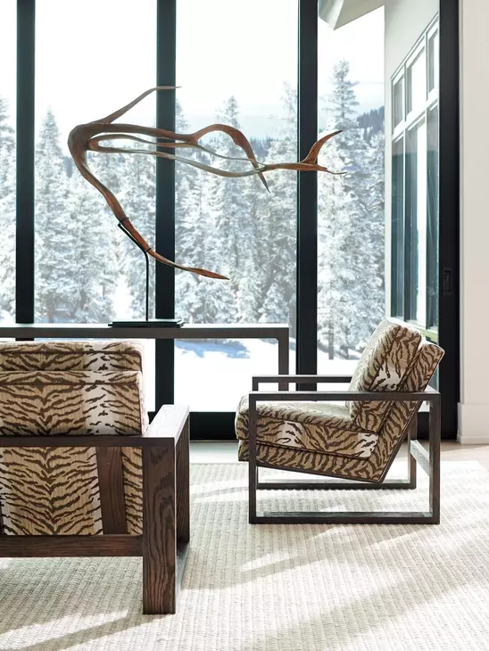 Thaynes Beige and Brown Upholstered Accent Chair by Barclay Butera