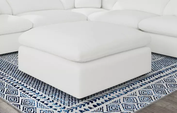Raleigh Ivory Performance Fabric Ottoman
