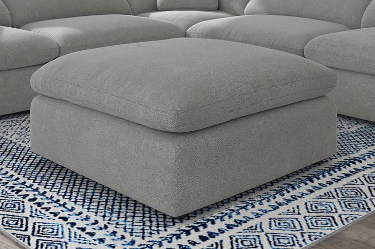 Raleigh Gray Performance Fabric Ottoman