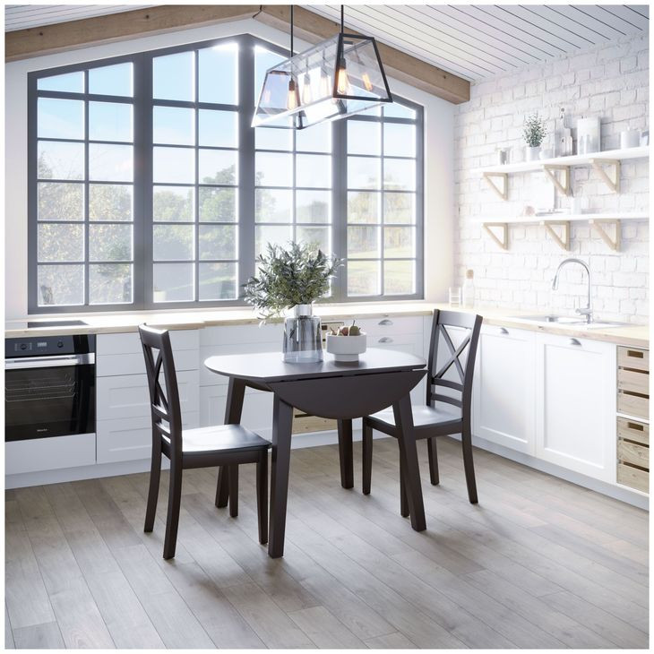 Simplicity Espresso Round Drop Leaf Dining Table